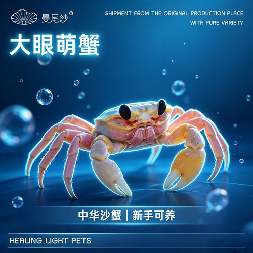 曼尾纱中华沙蟹宠物观赏大眼萌蟹陆生桌面小型宠物懒人好养寄居蟹
