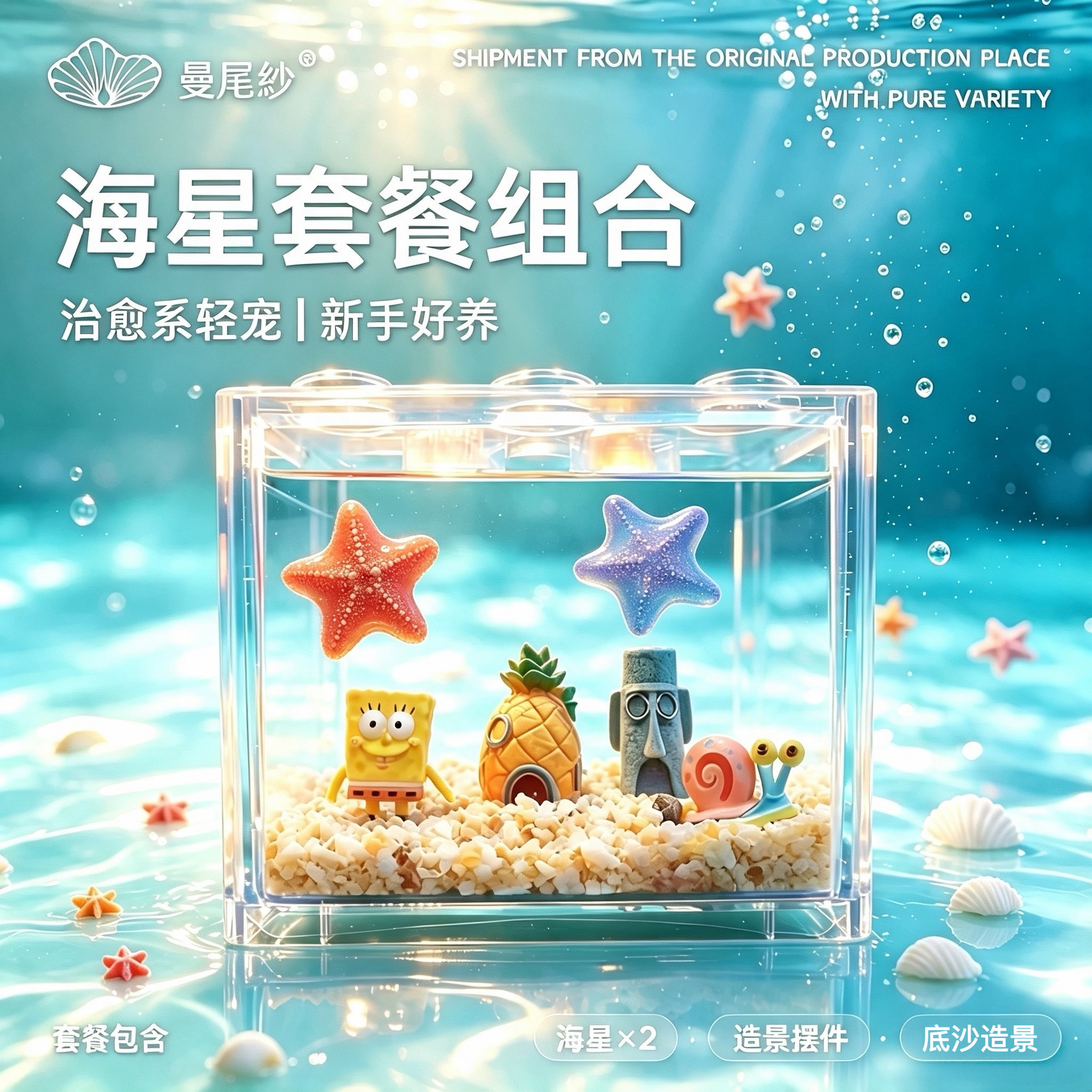 曼尾纱海星活体小宠物派大星饲养缸海洋生物桌面鱼缸造景儿童礼物图片
