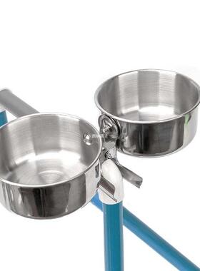 鹦鹉站架食盒 不锈钢鸟食杯 带夹子鸟食杯 大浅口夹杯 八哥用食盆