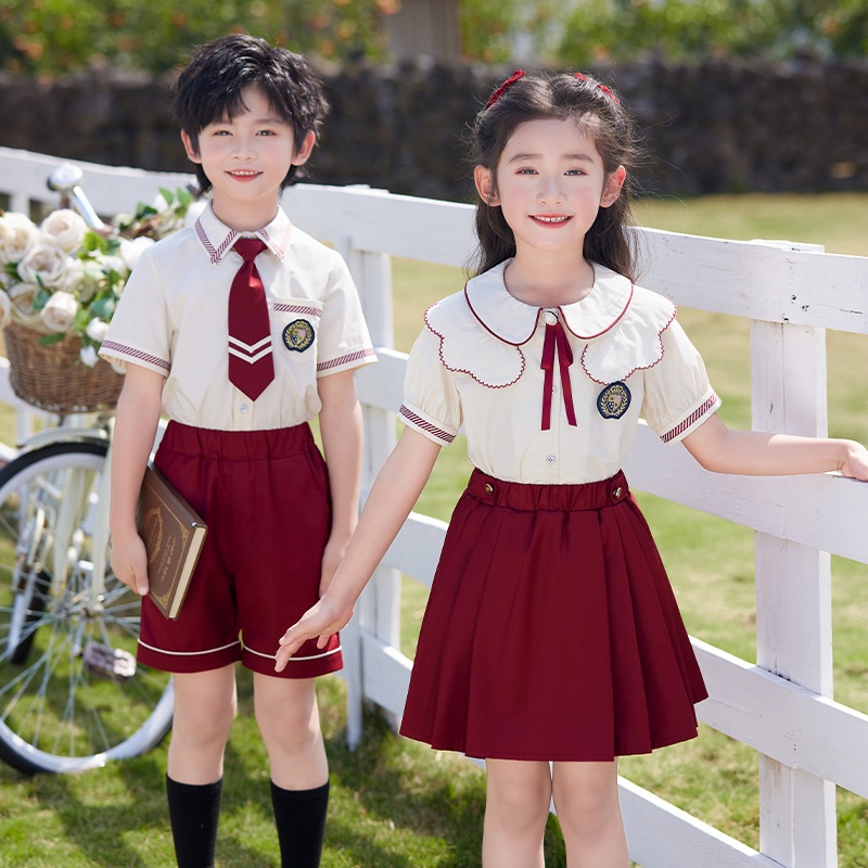 幼儿园园服夏装小学生校服套装纯棉学院风毕业照班服夏季短袖