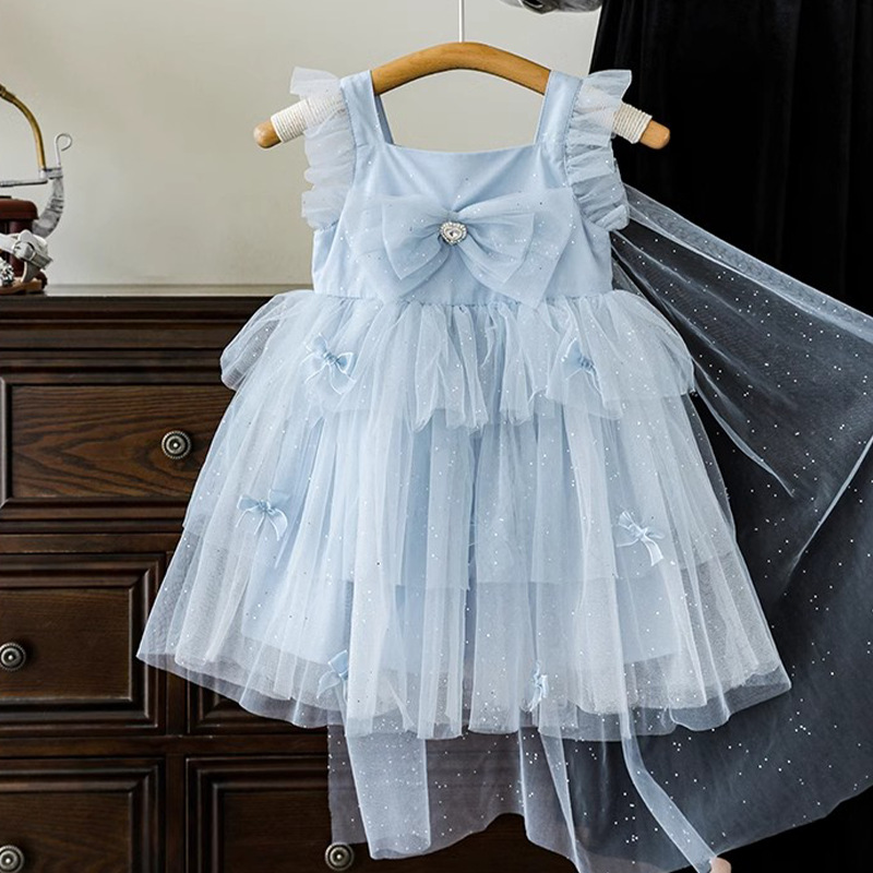 女童洋气连衣裙2024夏季儿童礼服女孩公主裙网纱蓬蓬裙唯美头