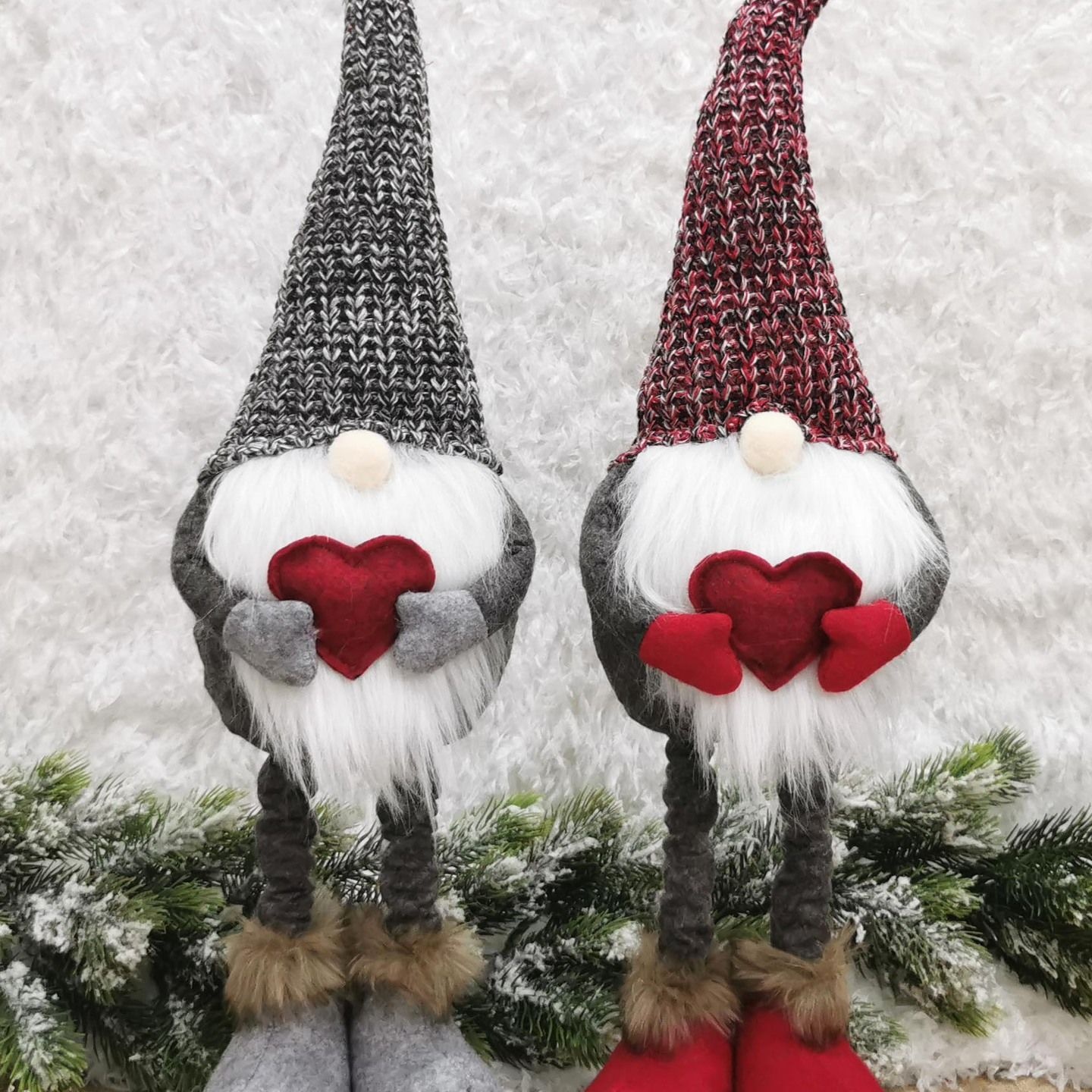 情人节装饰品伸缩针织无脸娃娃站姿公仔北欧圣诞玩偶摆件现货批发