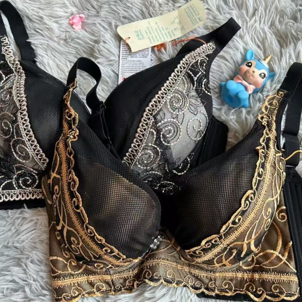 院线高端刺绣记忆软钢圈文胸回弹托胸侧收聚拢矫正内衣磁疗保健版