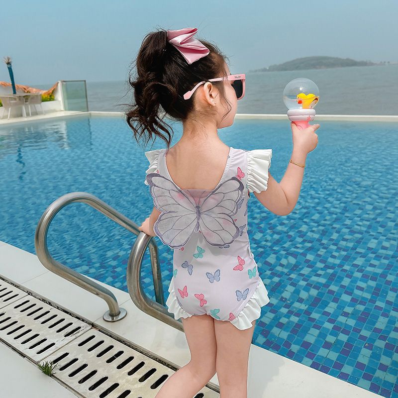 女童泳衣夏季女孩公主宝宝速干连体温泉多巴胺儿童游泳装2025