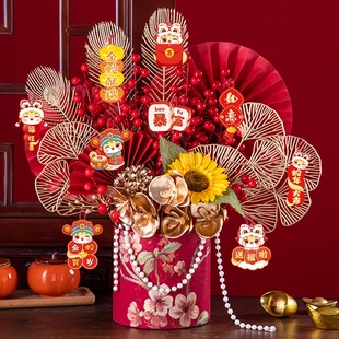 2025新年春节福桶批发装 饰品蛇年新春桌面布置 饰摆件发财果过年装