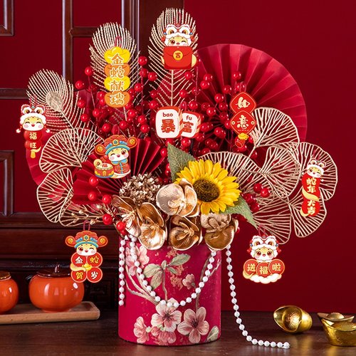 2025新年春节福桶批发装饰摆件发财果过年装饰品蛇年新春桌面布置