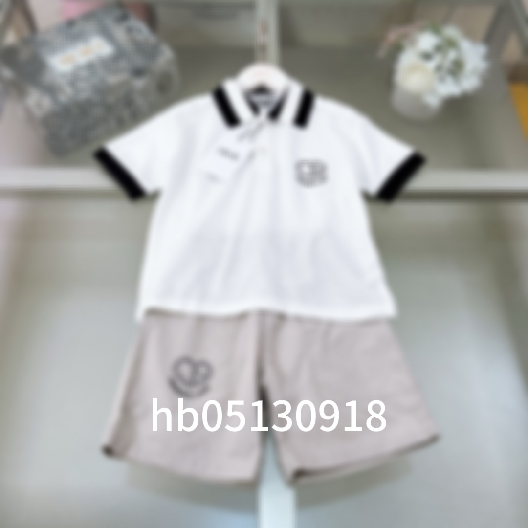 儿童2024polo衫中大童男童纯色字母翻领短袖T恤薄款针织衫套