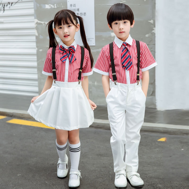新品园服小学生校服儿童表演演出服团体大合唱朗诵背带裤套装
