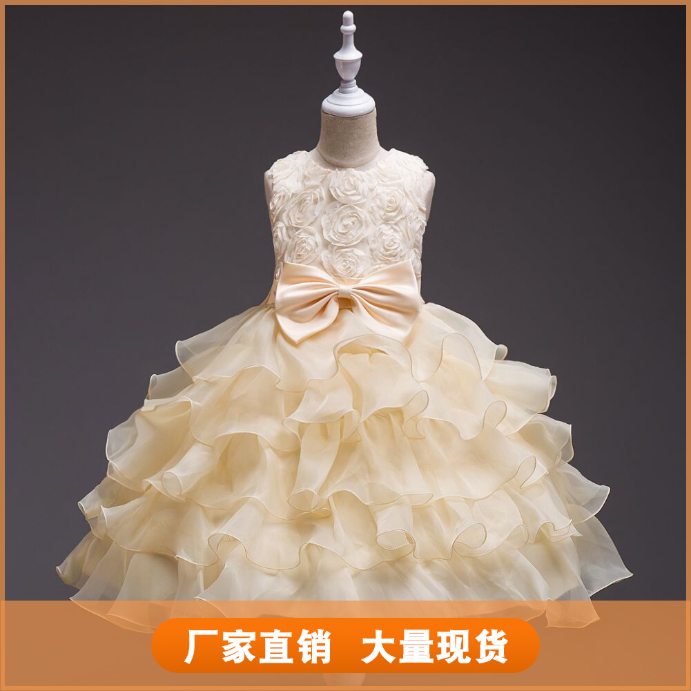 欧美热销儿童礼服连衣裙花童网纱蛋糕裙女童公主裙女孩的周岁