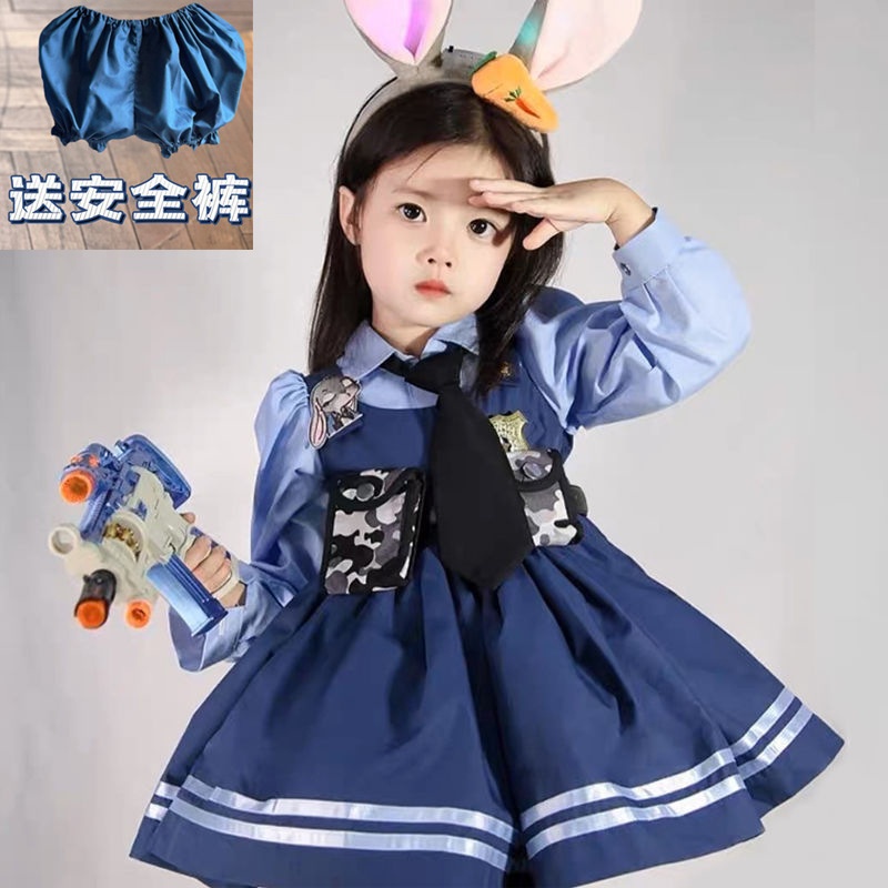 朱迪兔子警官衣服儿童cos疯狂动物城春秋夏季女宝宝公主连衣裙