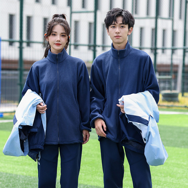 春冬季冲锋衣初高大学生校服套装长袖班服内胆可拆防水防风三件套