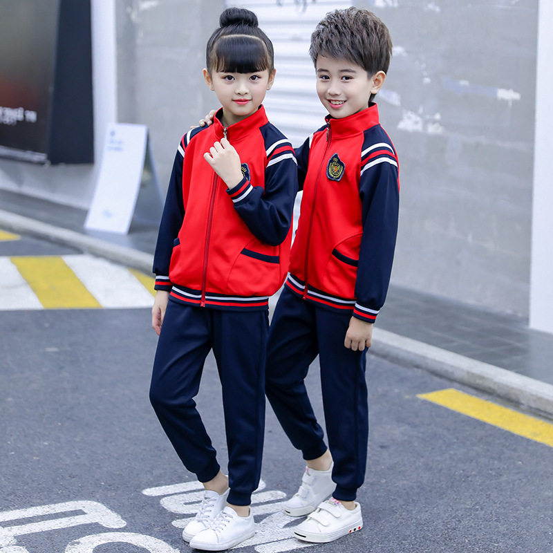 小学生校服套装春秋冬装儿童红色棒球服运动班服幼儿园园服两件套