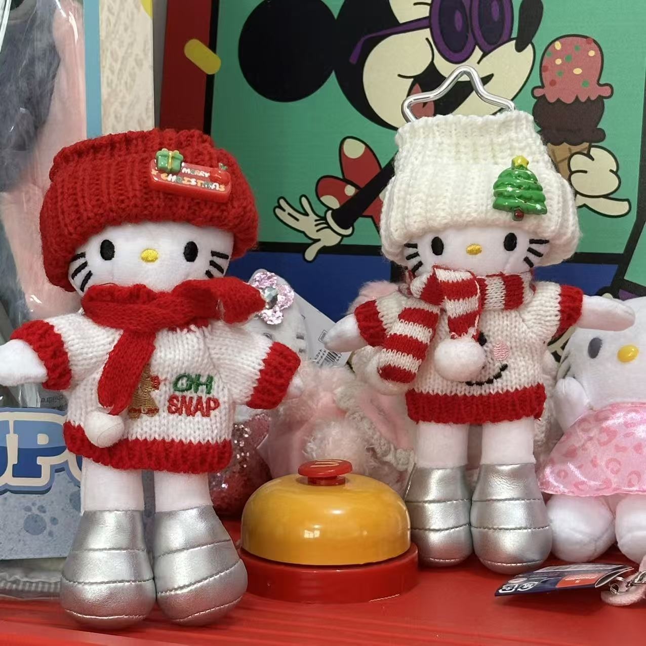 红色毛衣秋冬圣诞节长腿kitty猫包包挂件书包小饰品公仔毛绒玩偶