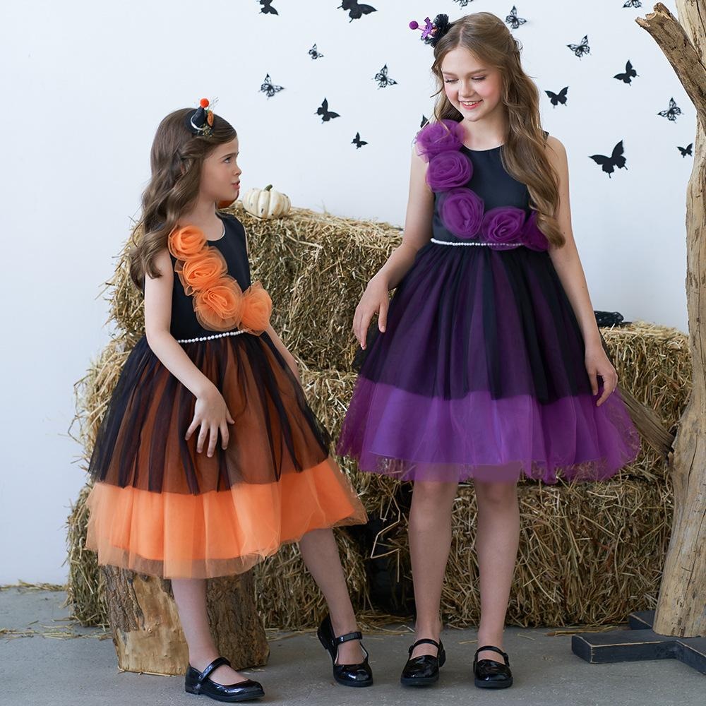 亚马逊欧美万圣节服装 儿童cosplay角色扮演舞台表演服花朵公主