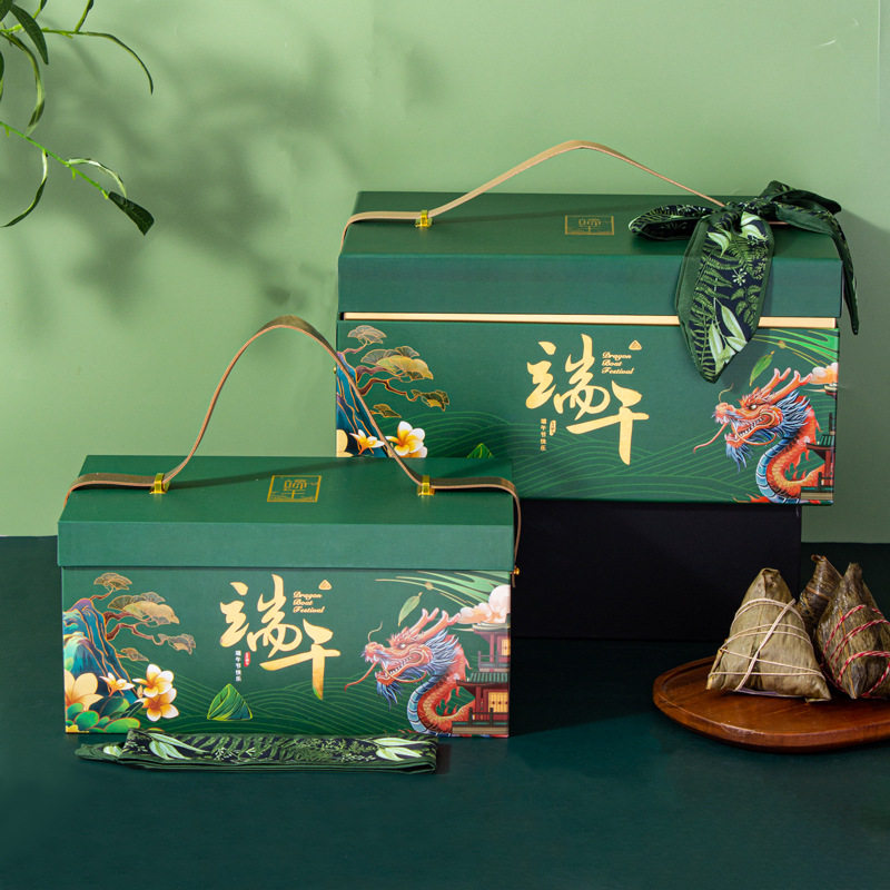 端午粽子包装盒竹筒礼盒创意空盒棕子国风散装手提咸鸭蛋定制盒子