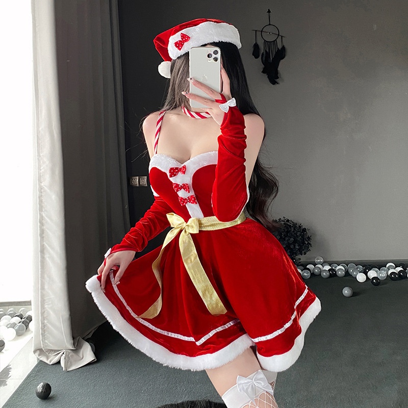 圣诞服圣诞节连衣裙cos 套装圣诞鹿舞台表演服圣诞女仆制服诞141