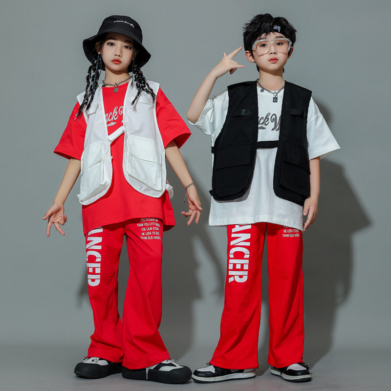 男童嘻哈个性街舞演出服儿童走秀潮酷套装女童hiphop架子鼓表演服