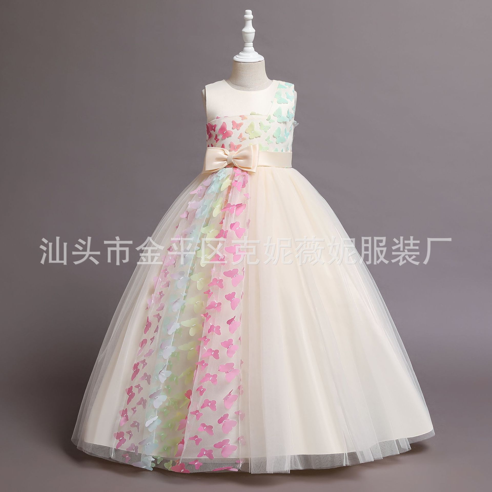 儿童晚礼服女童公主裙高腰无袖小女孩主持人钢琴演出服可批发
