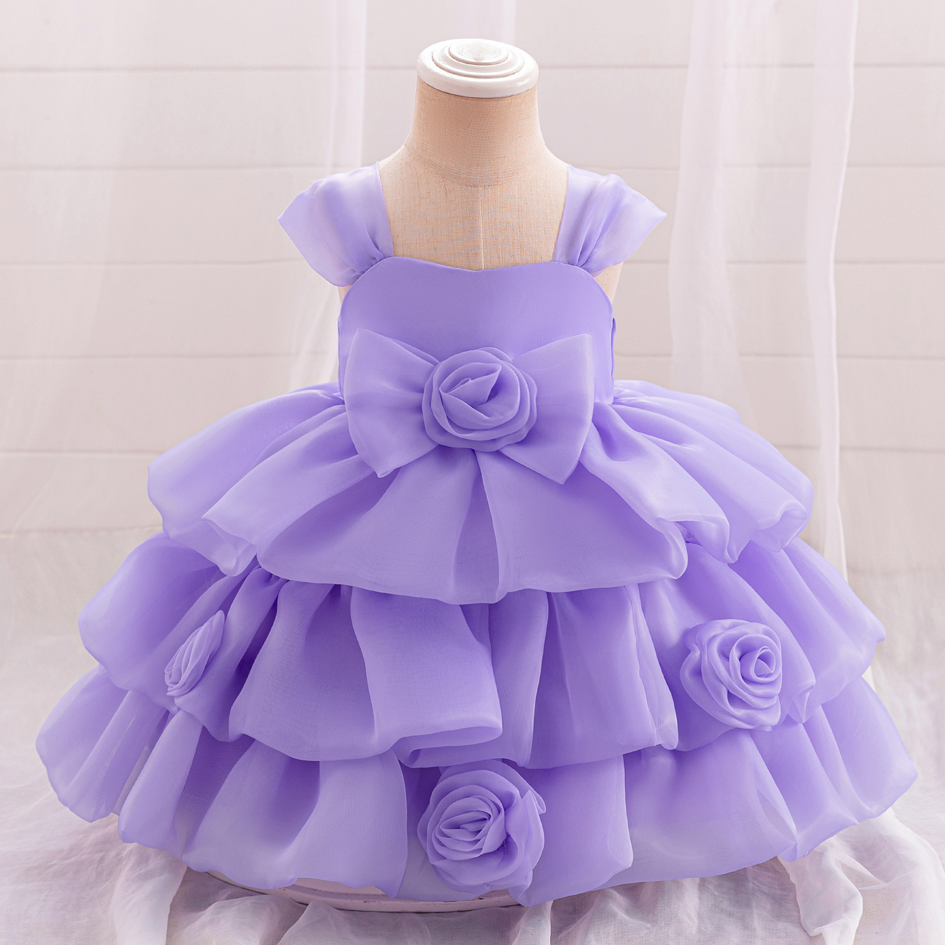 儿童晚礼服花童婚礼小女孩蓬蓬裙女童生日周岁公主裙高端主持人