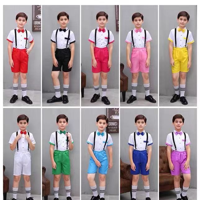 六一儿童演出服学生大合唱背带裤礼服套装幼儿亮片诗歌朗诵表演服