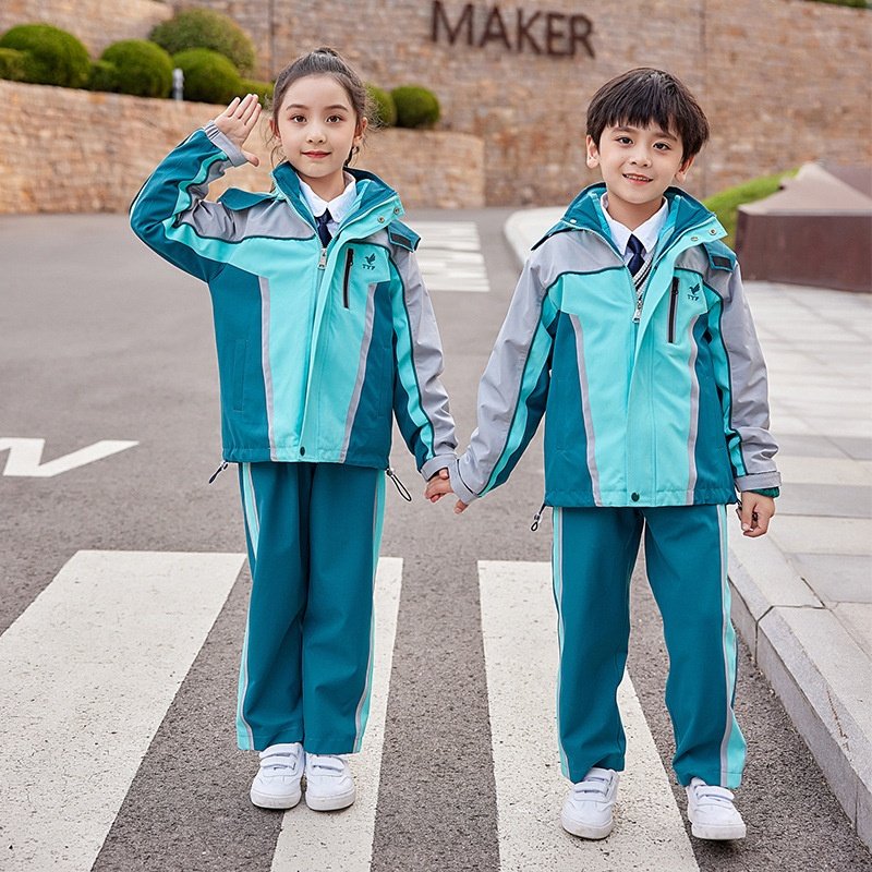 幼儿园园服春秋装小学生女童冲锋衣三件套儿童校服班服运动会套装