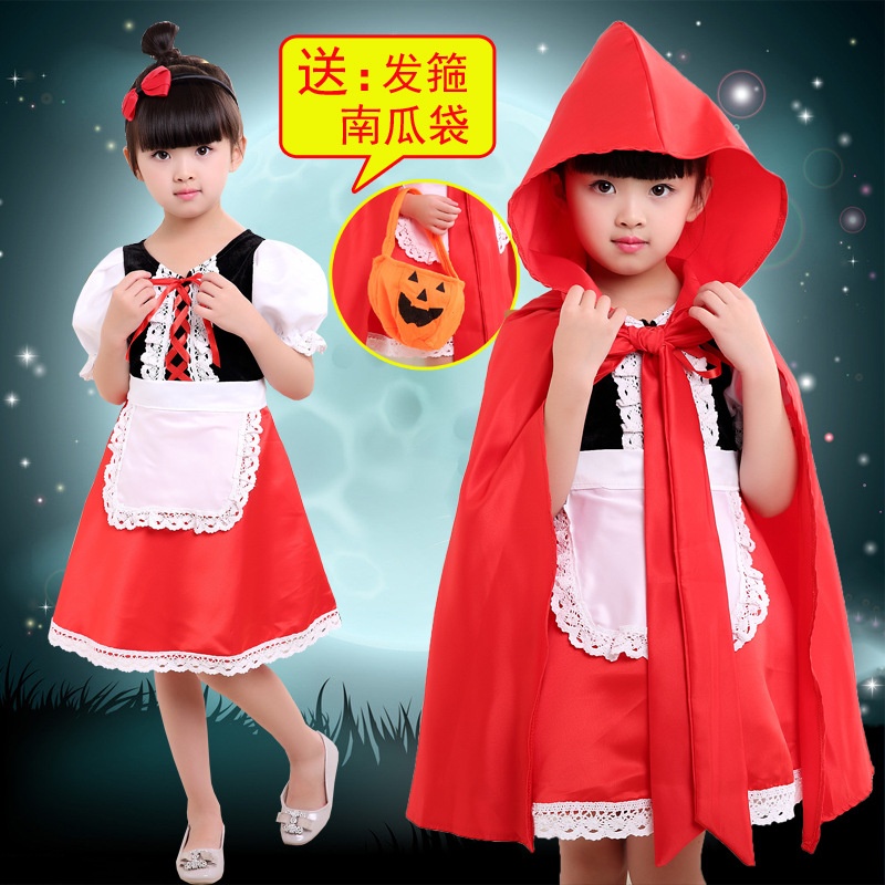 儿童万圣节小红帽演出服 cosplay化妆舞会服装女童角色扮演公主裙
