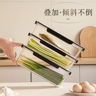长条沥水保鲜盒面条鸡蛋冰箱收纳盒食品级储物盒子五谷杂粮密封罐