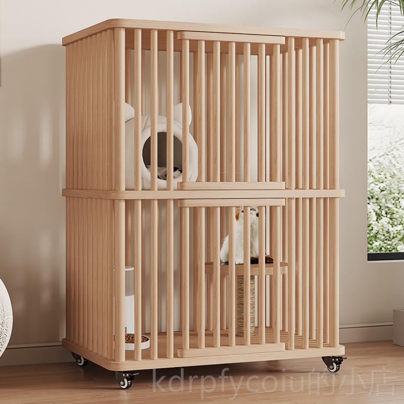 正品乐吱吱实木猫笼家猫柜室别内三层超大自由空间宠用物猫咪笼猫