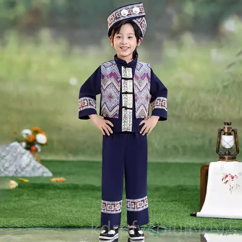 正品少新款数族景颇族演出服装民表演饰儿童舞蹈合唱男女童短裙套