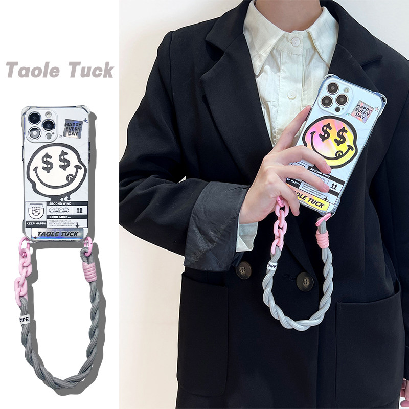 小众镭射款笑脸适用华为苹果15透明防摔软硅胶全包防摔mate60