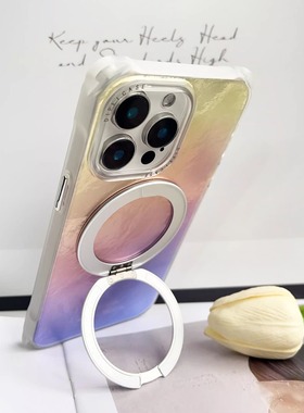 可旋转磁吸充电手机支架挂绳斜挎手机壳适用苹果17pro斜挎可背华为mate80pro全包防摔小米17支点壳VIVOX200u