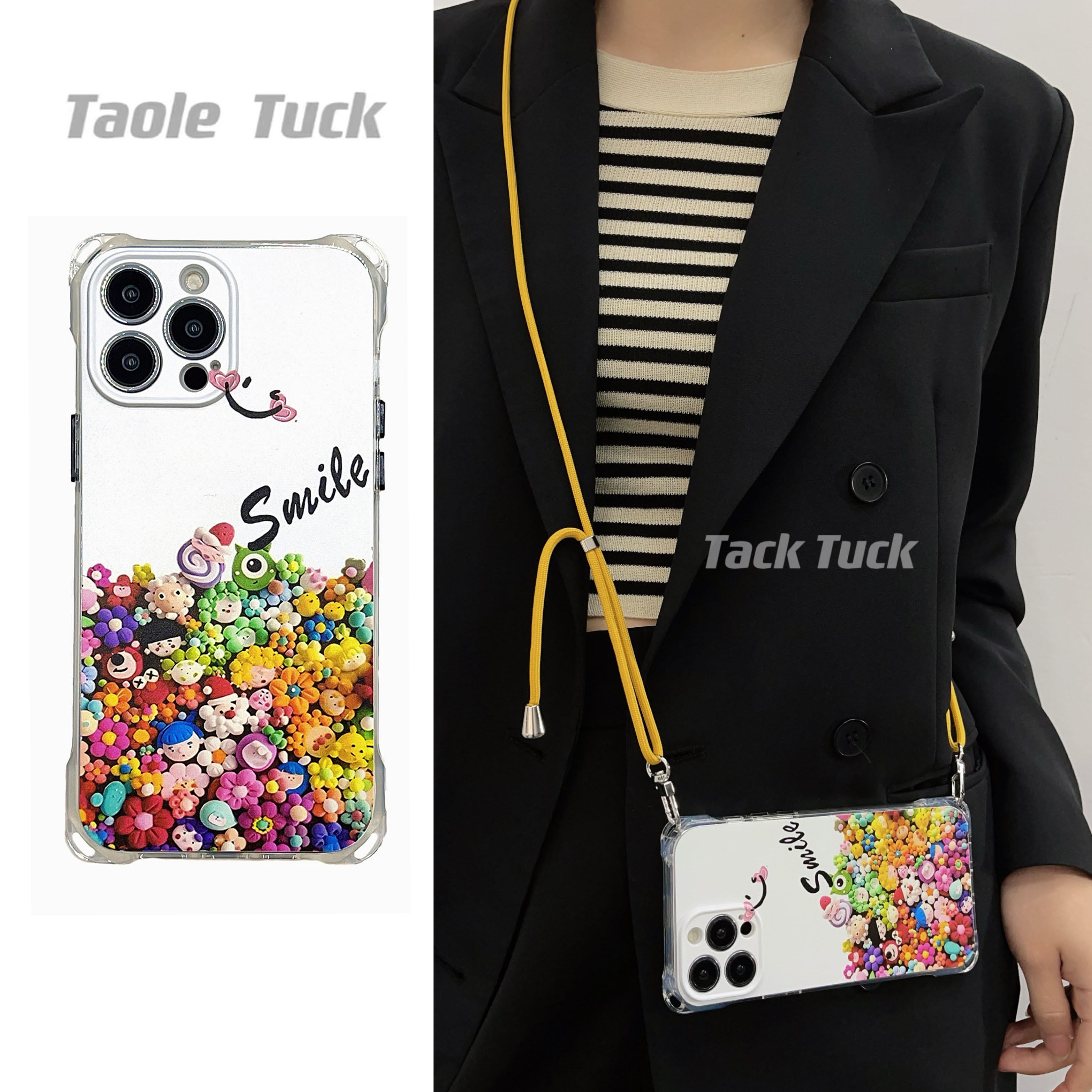 微笑娃娃挂绳挂绳斜挎手机壳苹果