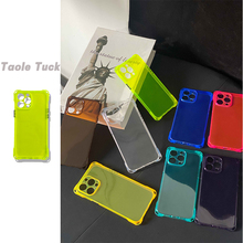 适用苹果16官方原机靓色系透紫透蓝手机壳iPhone13/14promax四角开孔荧光绿透棕挂绳iPhone15可背斜挎防摔