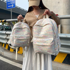 日本小众设计感高中生初中韩版简约百搭大学生宽肩带书包女小双肩