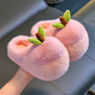 2025年新款儿童棉拖鞋男女童室内保暖防滑厚底加绒中大童毛毛拖鞋