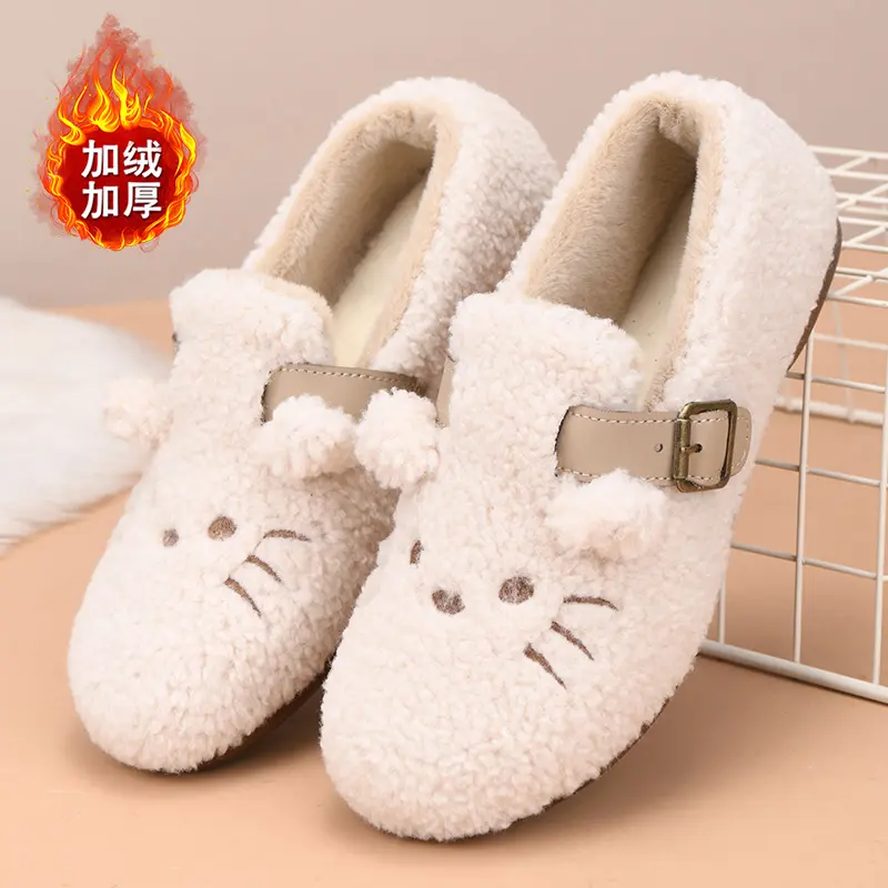 秋冬新款猫猫毛绒软底勃肯女鞋