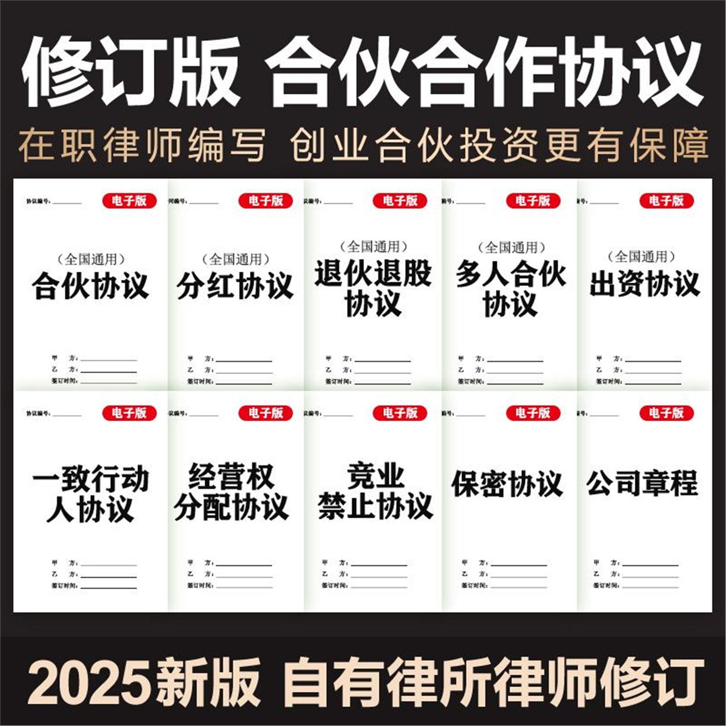 2025年合伙合作协议书公司个体户入股东股权出资开店合同电子模版