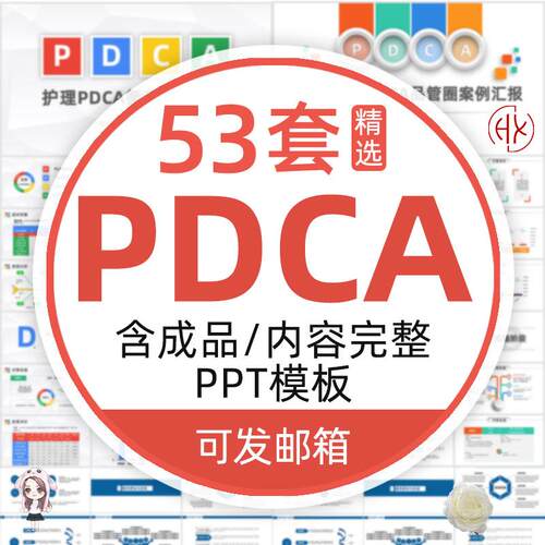 pdca案例模板护理PPT代制作 qcc品管圈医疗圈徽成果汇报循环工作