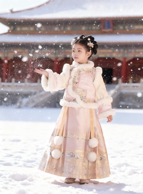 2025冬季新款加棉加厚女童格格儿童古装超仙小女孩古风汉服国风