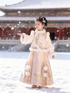 超仙小女孩古风汉服国风 加棉加厚女童格格儿童古装 2025冬季 新款