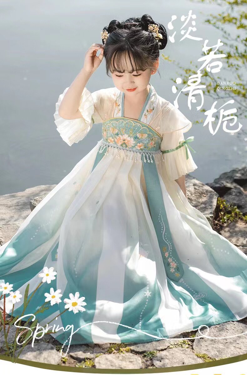 忆长安青鸾短袖汉服女童2026夏款新款唐装儿童超仙裙子古装连衣裙