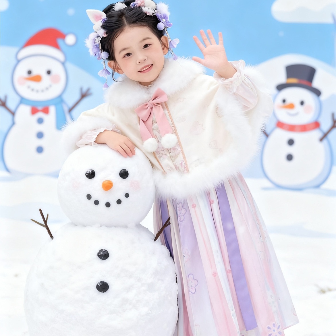 古风可爱冬季紫色加绒加厚汉服