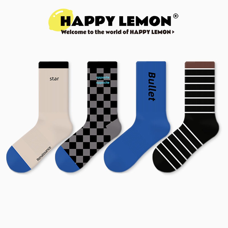 男士运动袜字母潮流百搭中筒袜