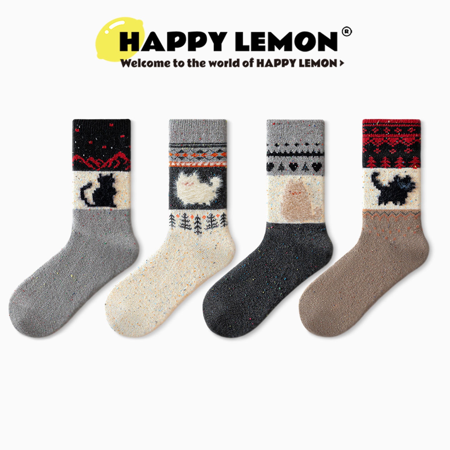 happylemon羊毛袜加厚保暖中筒袜