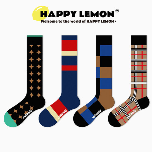 HAPPYLEMON菱形格小腿袜无骨缝合