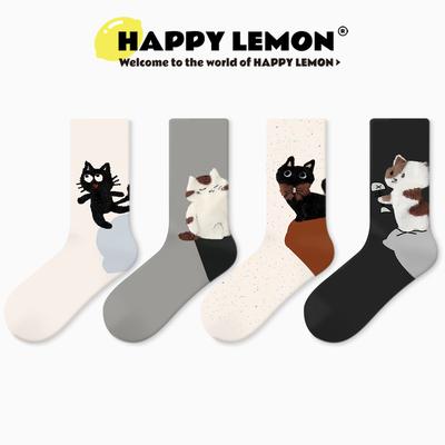 happylemon可爱卡通中筒秋季新品