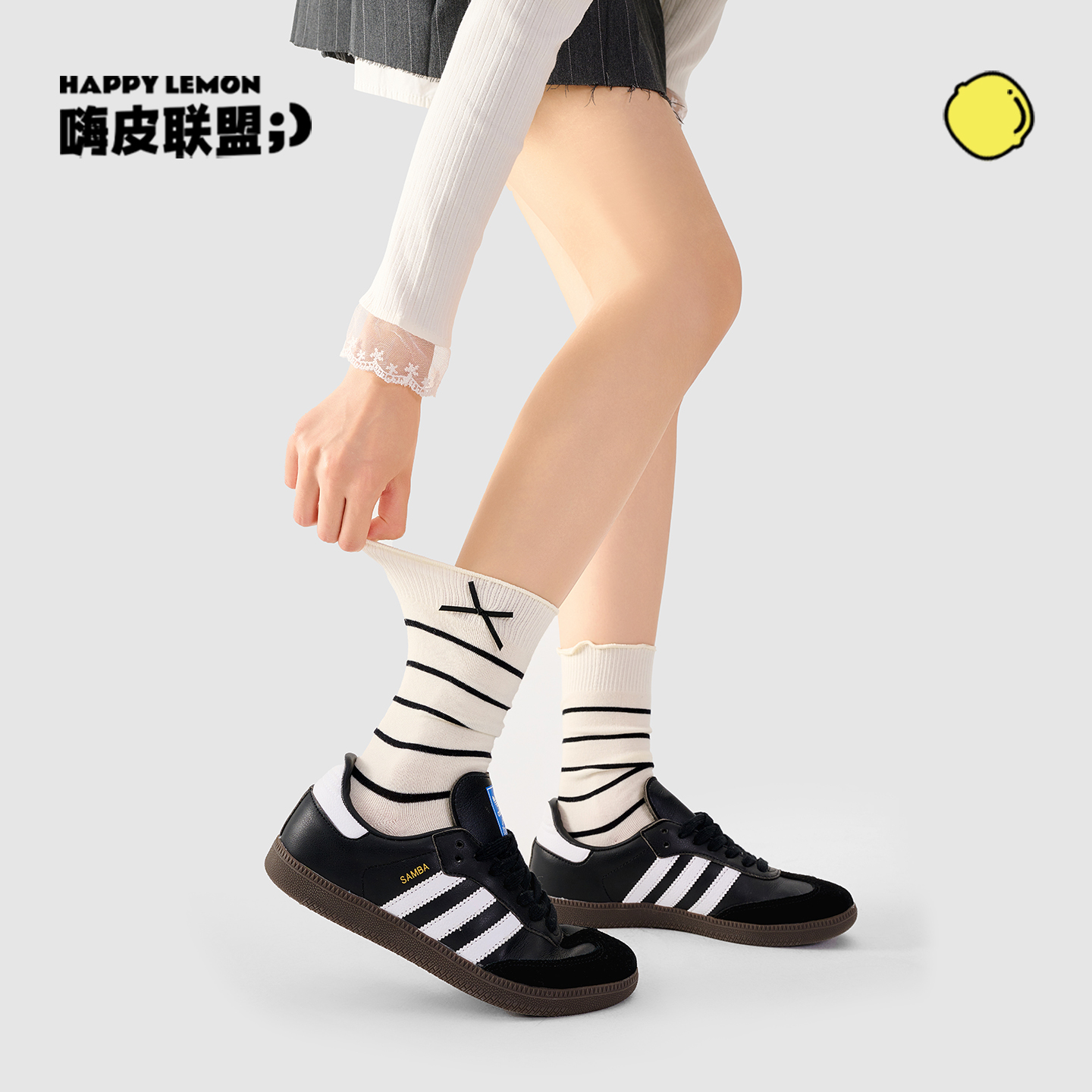 happylemon芭蕾风蝴蝶结中筒袜夏