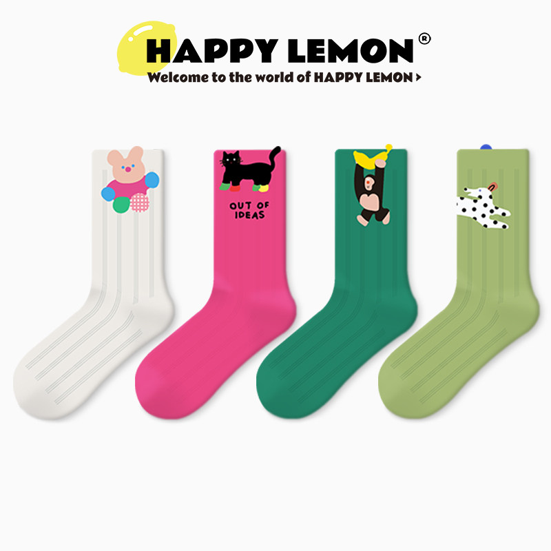 袜子女中筒袜夏季薄款ins潮袜外穿可爱卡通长袜棉2026新款爆款袜