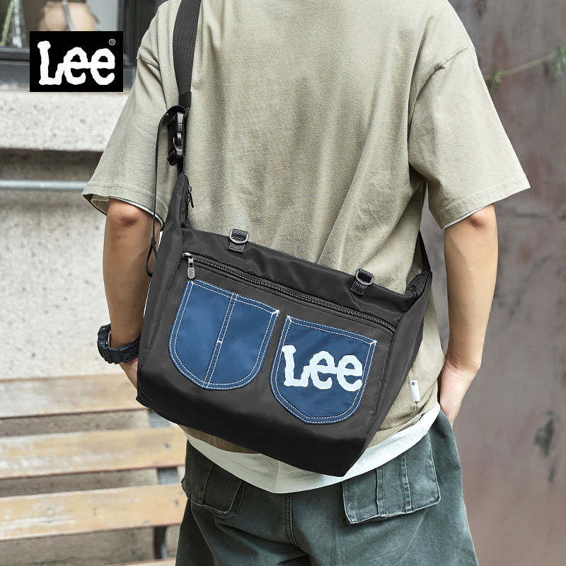 Lee潮牌斜挎包男学院风户外百搭包包休闲邮差包大容量学生单肩包
