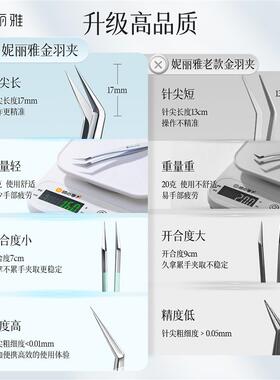 妮丽雅新款手账镊子套装造景贴纸高精密镊子手帐文创工具金羽夹化